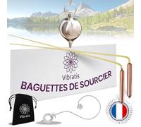 Vibratis Baguettes de Sourcier Professionnelles Modèle Premium & Pendule Divinatoire | Pack Idéal pour Commencer la Radiesthésie [Garanti À Vie]
