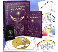 Vibratis - Coffret d'Initiation au Pendule Divinatoire : 19 Planches de Radiesthésie + 1 Livre + 2 Pendules + 1 Fleur de Vie