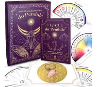 VIBRATIS Coffret d'Initiation au Pendule Divinatoire : 19 Planches de Radiesthésie, Livre Complet, Pendule Divinatoire Offert et Fleur de Vie pour Purifier le Pendule