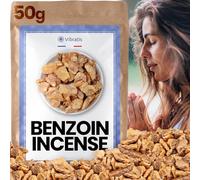 VIBRATIS Encens Benjoin Naturel 50g - Encens en Grains pour Purification de Maison - Apporte la Chance aux Commerces - Idéal pour Méditation et Relaxation
