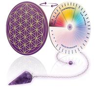Vibratis - Fleur De Vie Bois + Échelle De Bovis avec Pendule Divinatoire Améthyste - Recharger Pierres 11,5CM
