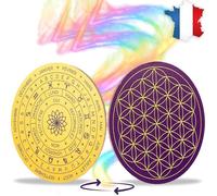 Vibratis - Fleur de Vie en Bois pour Recharger Pierres et Pendules Divinatoires - Support avec Cadrans Radiesthésie - Made in