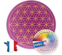 VIBRATIS Fleur de Vie pour Recharger Pierres et Pendules Divinatoires, Dynamiser l'Eau, Échelle de Bovis pour Taux Vibratoire, PVC ⌀11,5 cm, Fabriqué en France