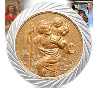 Vibratis Médaillon Saint Christophe pour Voiture - Adhésif & Aimanté - Saint Patron des Voyageurs (Automobilistes, Trains, Avion) Accessoire Porte Bonheur Voiture, Camping Car [Garanti À Vie]