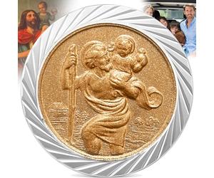 Vibratis Médaillon Saint Christophe pour Voiture - Adhésif & Aimanté - Saint Patron des Voyageurs (Automobilistes, Trains, Avion) Accessoire Porte Bonheur Voiture, Camping Car [Garanti À Vie]