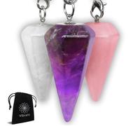 Vibratis - Pack Pendules Divinatoires X3 - Améthyste, Cristal De Roche Et Quartz Rose