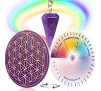 Vibratis - Pendule Divinatoire Améthyste + Fleur De Vie PVC - Recharger Pierres + Échelle De Bovis