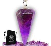 Vibratis Pendule Divinatoire de Radiesthésie en AMÉTHYSTE - Pendule en Pierre d'Améthyste pour Sérénité, Concentration & Créativité [Satisfait ou Remboursé]