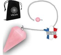 Vibratis Pendule Divinatoire de Radiesthésie en Quartz Rose Forme CÔNE - Pendule en Pierre Naturelle Quartz Rose [Satisfait ou Remboursé]