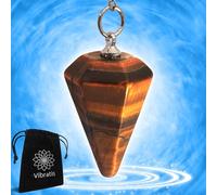 Vibratis Pendule Divinatoire de Radiesthésie Pierre OEIL DU TIGRE - Pierre de Protection & d'Enracinement - taille S [ É]