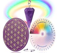 Vibratis Pendule Divinatoire en Améthyste + Fleur de Vie en PVC pour recharger Les Pierres et pendules & Échelle de Bovis - 11,5CM | 100% Fabriqué en France