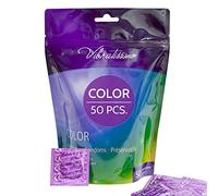 VIBRATISSIMO Préservatifs Color - lot de 50 I Sensationnels & extra lubrifiés I Préservatifs colorés I Contraception pour hommes I Pack coloré avec rouge, noir, vert, jaune, or