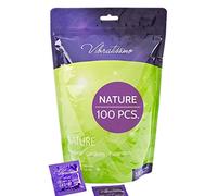 VIBRATISSIMO Préservatifs Nature 100 unités I Boîte de préservatifs extra lubrifiés couleur naturelle I ultra fins & sensationnels I Contraception masculine I L=53 mm