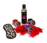 VIBRATISSIMO Set de bougies S/M avec lubrifiant, masque pour les yeux & plume I basse température en trois couleurs I goutte à goutte pour jeux érotiques I Set S/M pour couples