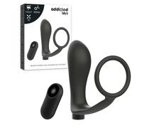 Addicted toys penis ring avec remote control anal plug noir rechargeable LOVETOY