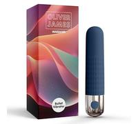 Vibromasseur bullet par Oliver James - Vibromasseur bullet rechargeable et étanche avec 10 modes de plaisir, en silicone sûr pour le corps, sex toy discret, jouet sexuel, 9,6 cm × 1,8 cm (Deep Blue)