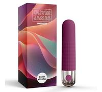 Vibromasseur bullet par Oliver James - Vibromasseur bullet rechargeable et étanche avec 10 modes de plaisir, en silicone sûr pour le corps, sex toy discret, jouet sexuel, 9,6 cm × 1,8 cm (Deep Purple)