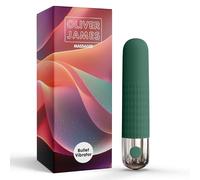 Vibromasseur bullet par Oliver James - Vibromasseur bullet rechargeable et étanche avec 10 modes de plaisir, en silicone sûr pour le corps, sex toy discret, jouet sexuel, 9,6 cm × 1,8 cm (Deep Green)