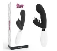 Vibromasseur clitoris glossy rabbit elvis noir - Profondeur: 55 mm, Rayon: FEMME, Couleur: Noir, Longueur: 220 mm, Largeur: 90 mm