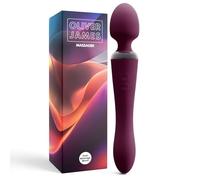 Vibromasseur Double Oliver James - Wand Vibrante & Gode Vibrant avec 10 Modes de Plaisir, en Silicone Résistant à l’Eau, Sextoy pour Femme et Couple, Jouet Adulte Rechargeable (Violet Foncé)