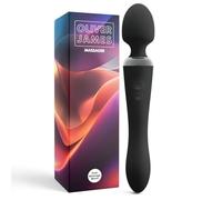 Vibromasseur Double Oliver James - Wand Vibrante & Gode Vibrant avec 10 Modes de Plaisir, en Silicone Résistant à l’Eau, Sextoy pour Femme et Couple, Jouet Adulte Rechargeable (Noir)