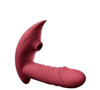Vibromasseur jouet sexuel féminin gode réaliste vibrateur de succion rouge 10 modes de vibration vibrateur portable télécommande jouet sexuel adulte jeu de couple