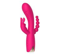 Vibromasseur lapin triple gode vibrant vaginal clitoris phallus perles anales