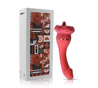 Vibromasseur Lèche-Langue 2-en-1 pour Femme - Stimulateur Clitoridien & Point G avec Langue en Silicone Souple - 10 Modes de Léchage & Vibration - Étanche & Rechargeable USB - Sextoy Couple