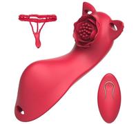 Vibromasseur portable Fops Rose avec télécommande Rosa Stimulateur clitoridien avec ceinture de hanche pointue et bretelles réglables 10 modes en silicone étanche extrême intensité pour couples M132