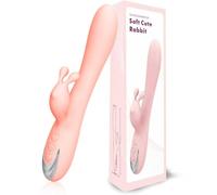 Vibromasseur Rabbit 10 vibrations puissantes Stimulateur à double moteur Masseur vibrant rechargeable pour stimulation vaginale, clitoridienne et du point G, vibromasseur pour point G, sextoys pour fe
