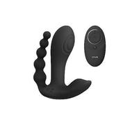Vibromasseur triple réel gode vibrant anal vaginal phallo à billes en silicone