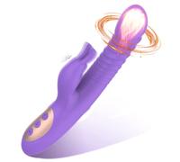 Vibromasseurs Feminin, Point G Rabbit Vibromasseur Clitoridienne Télescopiques avec 10 Modes de Rotation & Vibration Godemichet Vibrant Sex Toys pour Femme Silicone Étanche Stimulateur Orgasme Rapide