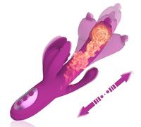 Vibromasseurs Feminin,Vibrateur pour Clitoris et Point G avec 10 Modes de Vibration Puissants & Léchant la Langue Fonction de Poussée, Rechargeable avec Silicone Étanche Sex Toy