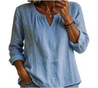Vibsky Blouse pour Femme Élégante Polyester Souple Coupe Régulière | Manches longues, col pour v boutonné, pour coupe décontractée, idéal hiver, pour style quotidien élégant