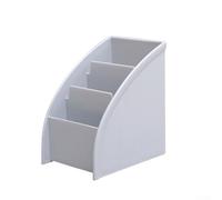 Vibsky Boîte de rangement de bureau en plastique avec trois compartiments - Organiseur compact pour salon, chambre, bureau, hôtel - Peut contenir des cosmétiques, des stylos, une télécommande (gris)