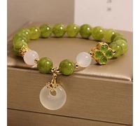 Vibsky Bracelet en tourmaline verte avec quatre pour breloque trèfle à feuilles, nouveau style chinois léger pour femme