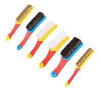 Vibsky Brosse à poignée avec poils en nylon pour nettoyage de flux de soudure, intérieur de voiture, toit, tissu, sièges en cuir et tapis de sol, 5 rangées ou 7 rangs, noir/blanc/jaune brunâtre