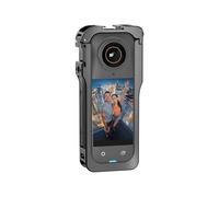 Vibsky Cage en métal avec cache d'objectif en silicone pour Insta360 X5, cage à dégagement rapide en alliage d'aluminium avec supports de griffe pour filmer et protéger en extérieur