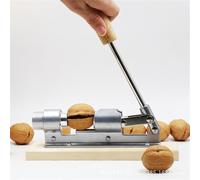 Vibsky Casse-noisette manuel avec levier pour extraction complète des noix, outil réglable et résistant pour ouvrir les noix de pécan - Argent + bois