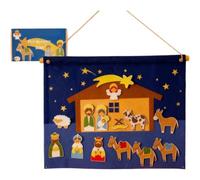 Vibsky Crèche de Noël en feutre - 100 x 75 cm - Décoration murale interactive - Pour raconter des histoires éducatives en famille - Activités de vacances