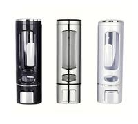 Vibsky Distributeur de savon mural 400 ml, chambre transparente pour niveau facile, mécanisme à poussoir, design peu encombrant pour salle de bain ou cuisine, matériau ABS