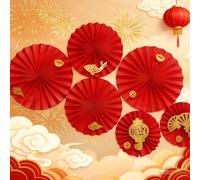 Vibsky Élégant éventail en papier de style chinois avec des accents de perles pour décoration de mariage, Noël et Saint-Valentin