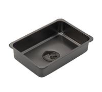 Vibsky IGT Évier de table compact 5,5 l en acier inoxydable 201 finition noire avec joint en silicone pour camping, pique-nique, cuisine