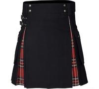 Vibsky Kilt Utilitaire Homme Polyester Plissé 61cm | Design classique écossais, poche pratique, pour ceinture métallique incluse, tissu plissé profond, pour style vintage