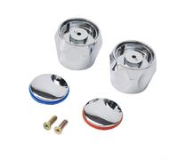 Vibsky Kit de remplacement pour robinet à eau - Bleu et rouge - Convient pour valve de 9 mm avec 20 dents - ABS chromé et couvercle en fer