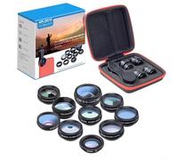 Vibsky Kit d'objectif portable 10 en 1 pour smartphone avec filtres Fisheye, grand angle, macro, CPL, kaléidoscope et étoiles pour téléphones de moins de 13 mm de diamètre