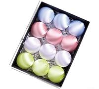 Vibsky Lot de 12 décorations de Noël en velours avec finition brillante pour décorations de sapin de Noël, marron, bleu, pastel, tricolore, quadcolore, 8 cm