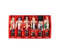 Vibsky Lot de 6 soldats casse-noisettes classiques en bois faits à la main - 130 cm - Multicolore - Décorations de Noël pour sapin et décoration d'intérieur
