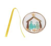 Vibsky Nativité côtière de Jésus en acrylique bleu avec coquillages, étoile de mer, décoration à suspendre sur le thème de la mer, 8 cm