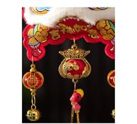 Vibsky Ornement à suspendre l'année du cheval 2026, pour décoration classique du Nouvel An chinois avec danse du lion et symbole fu, pendentif en flanelle rouge douce, décoration de maison de vacances